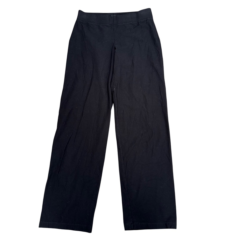 Eileen Fisher Wide Leg Pants Womens S/P Black Excellent Stretch Jersey Trouser
